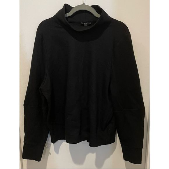 COS Sweaters - COS Mock Neck Wool Cotton Blend Black Cropped Sweater Size Medium